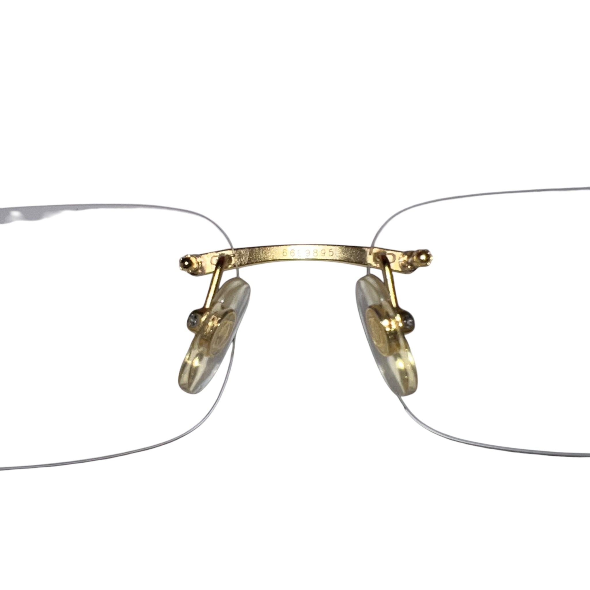 Cartier VIintage Wood Eyewear Rimless Square Glasses