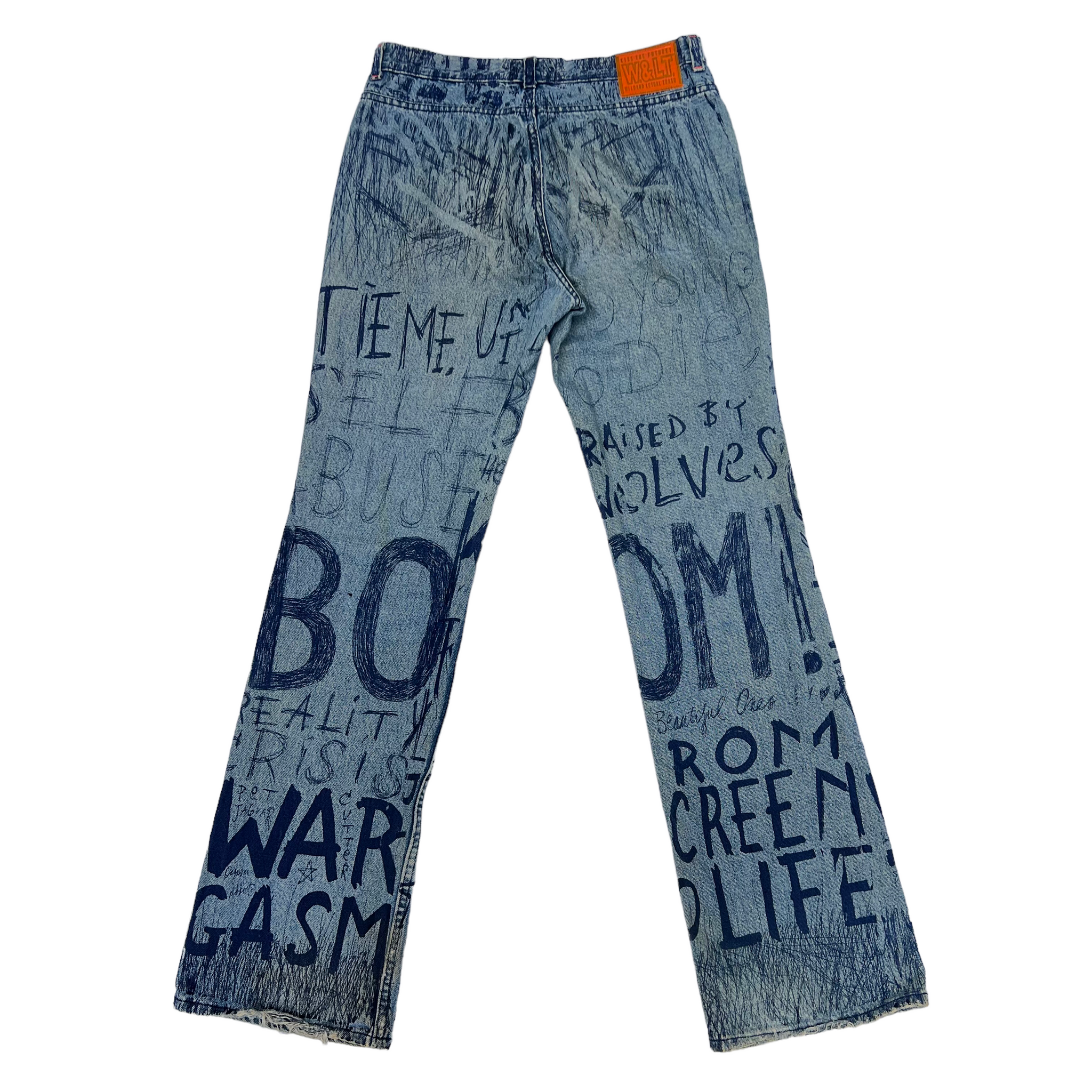W&LT 1997AW GRAFFITI DENIM PANTS INDIGO WALTER VAN BEIRENDONCK W&LT 1997AW GRAFFITI DENIM PANTS INDIGO WALTER VAN BEIRENDONCK