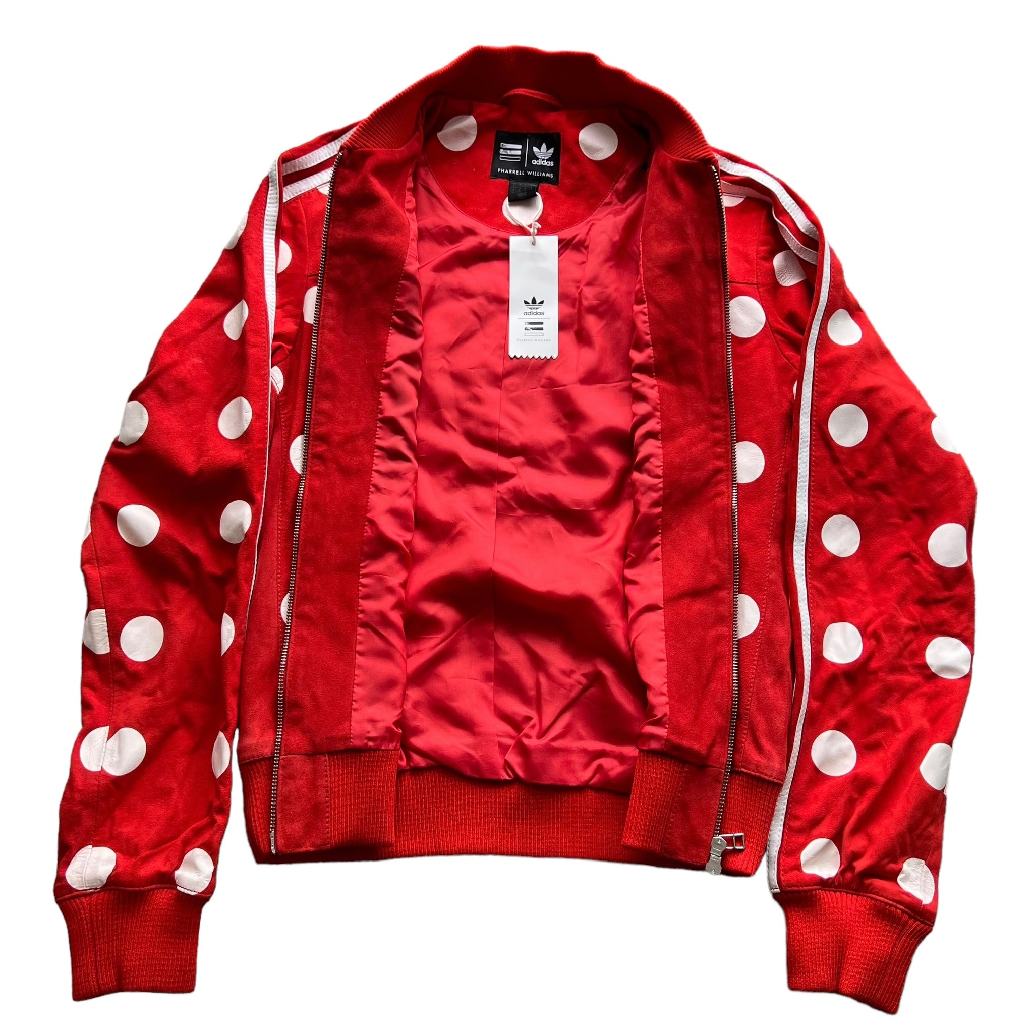 ADIDAS × PHARRELL WILLIAMS LAMB LEATHER TRACK JACKET RED