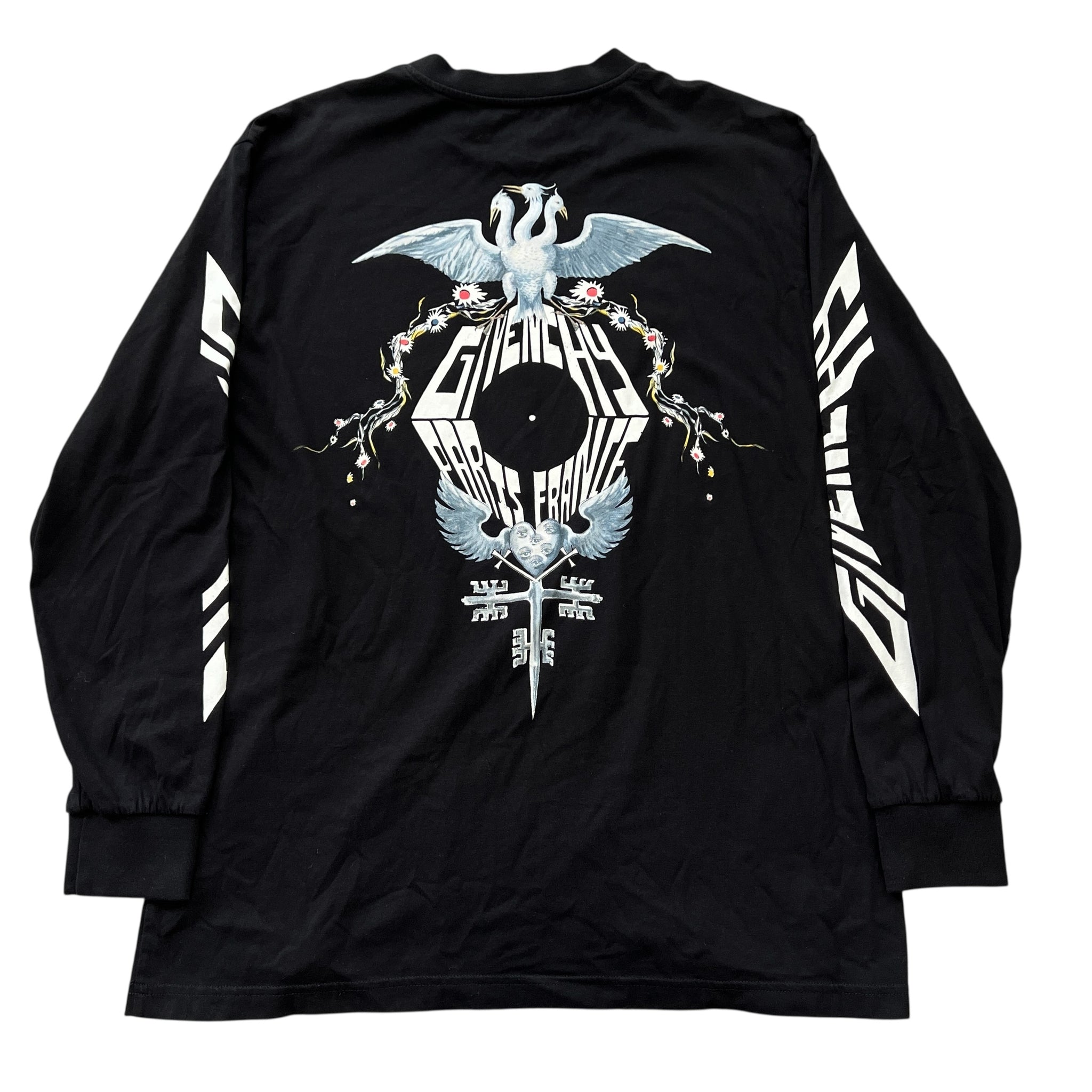 Givenchy Graphic Swan Black Long Sleeve Top