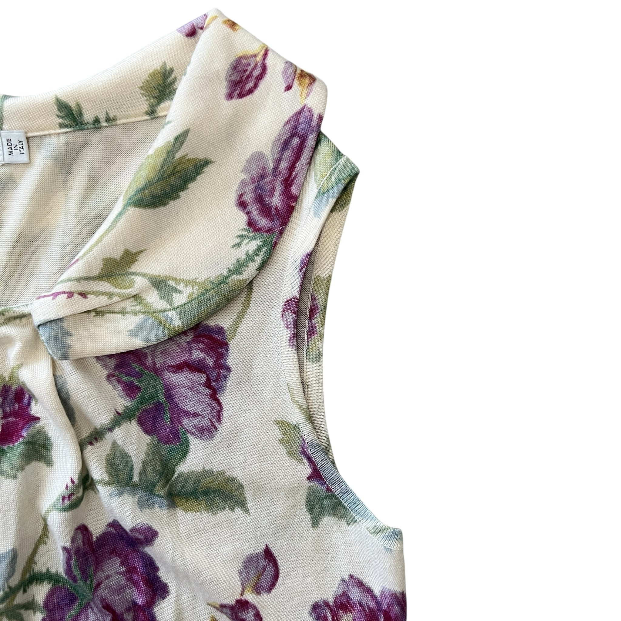 Christian Dior × John Galliano 2008AW Floral Print Wool-Silk-Cashmere Sleeveless Top