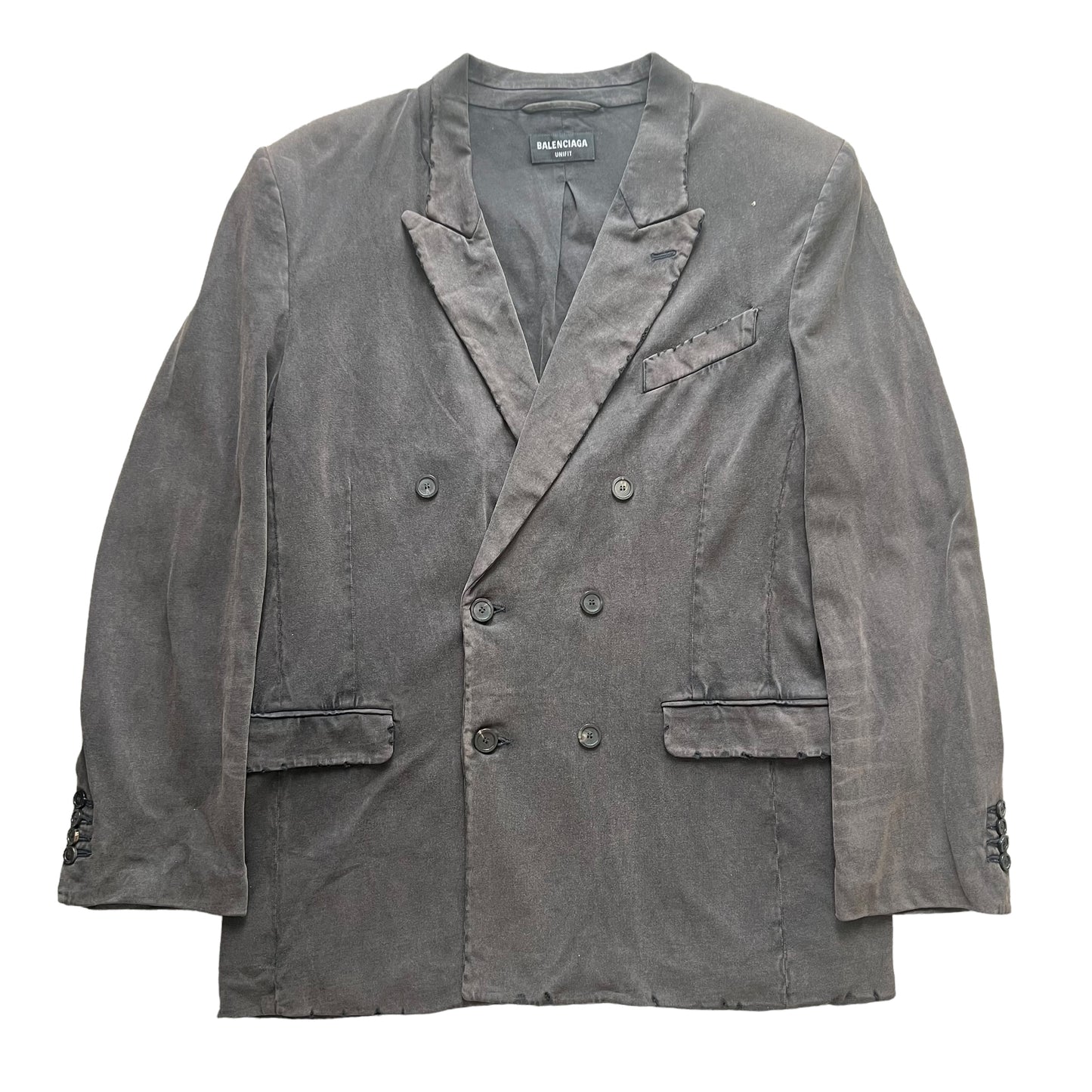 BALENCIAGA AW2021 DISTRESSED COTTON WORN-OUT DOUBLE JACKET