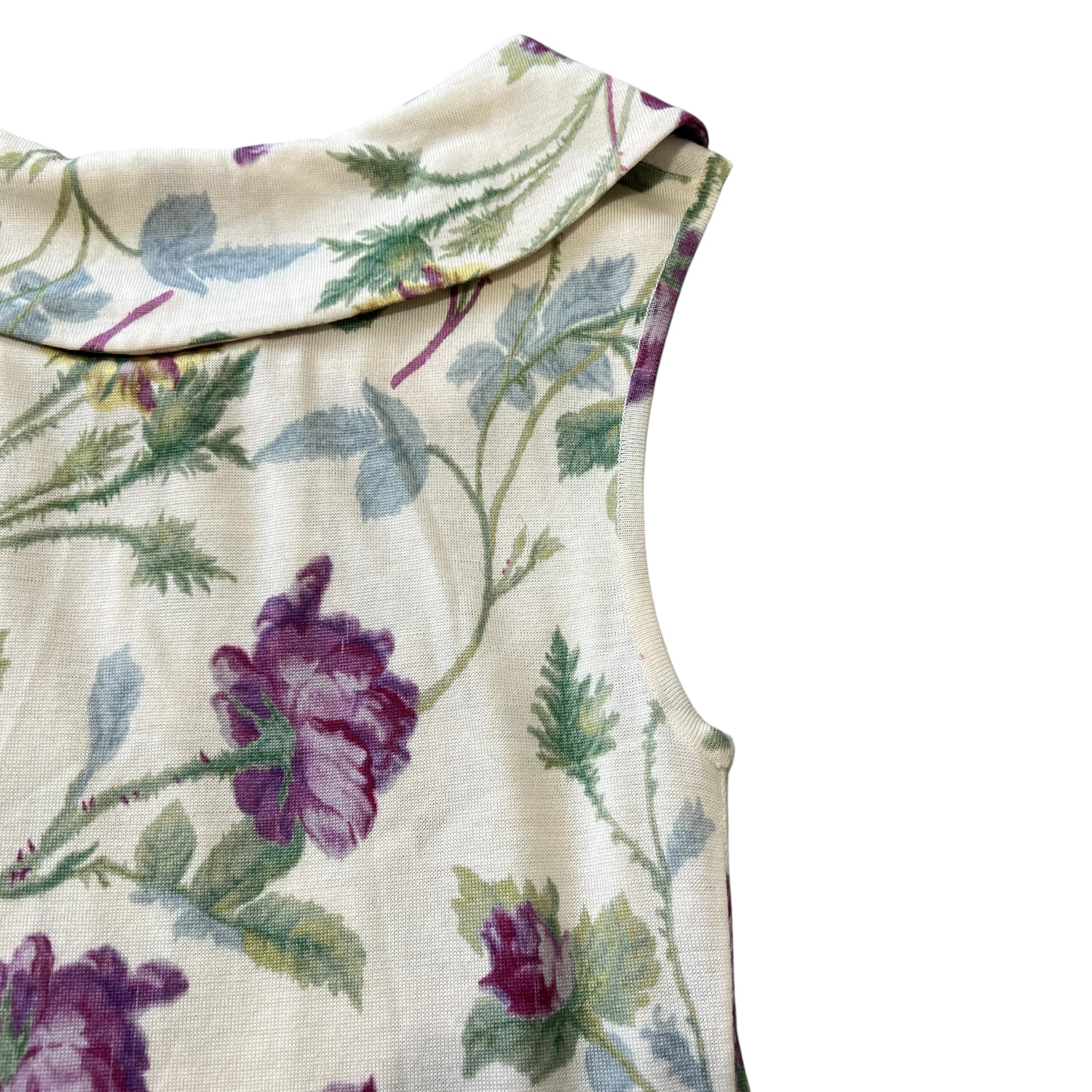 Christian Dior × John Galliano 2008AW Floral Print Wool-Silk-Cashmere Sleeveless Top