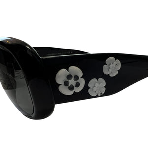 CHANEL Camellia Coco Logo Smoke Sunglasses