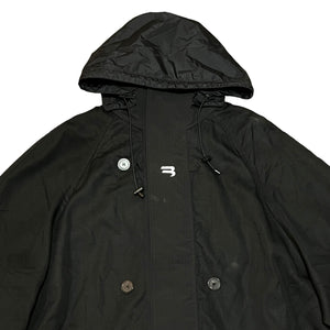 BALENCIAGA 2021AW OVERSIZED HYBRID NYLON/ COTTON TRENCH HOODED COAT JACKET