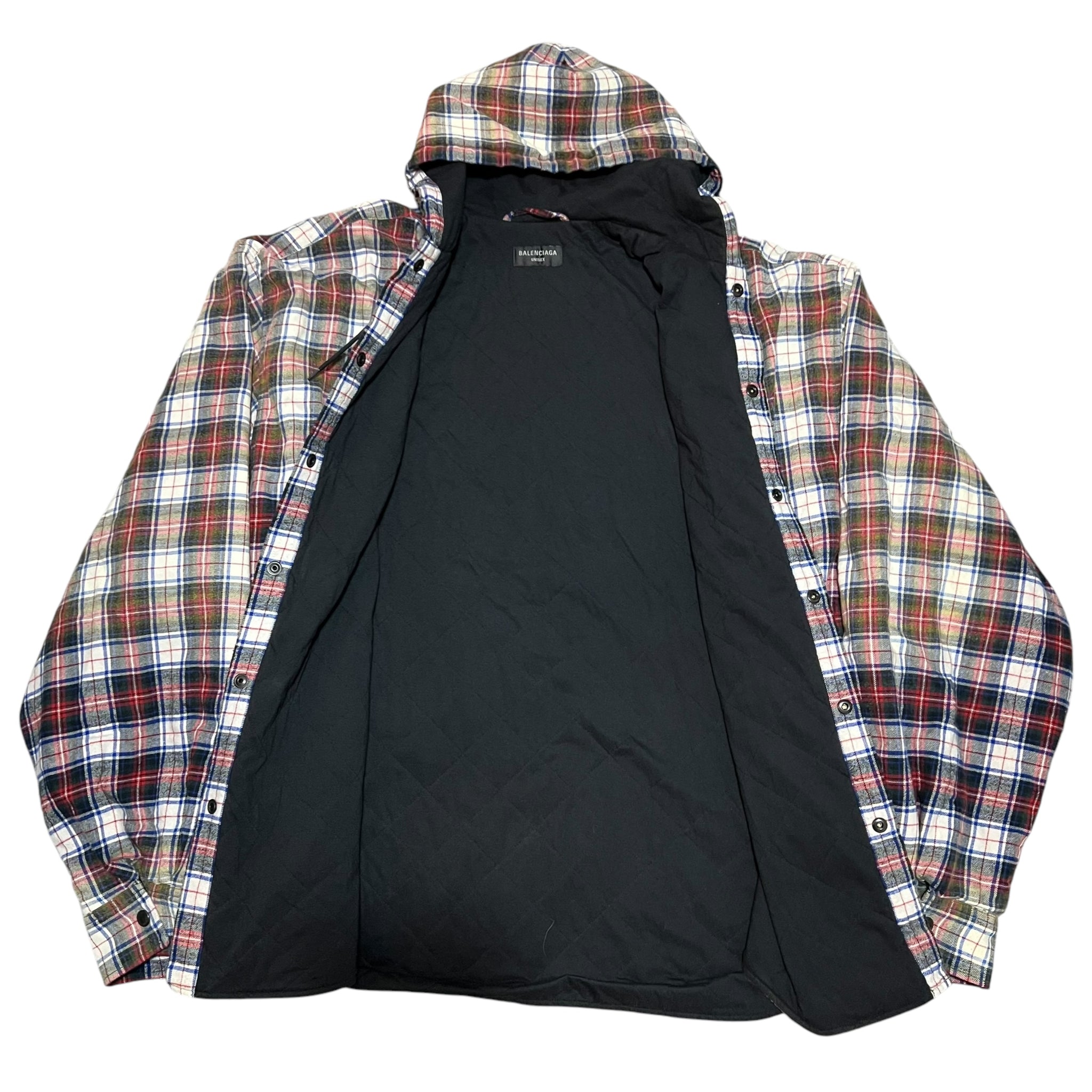 BALENCIAGA 2023SS Padded Flannel Hooded Shirt