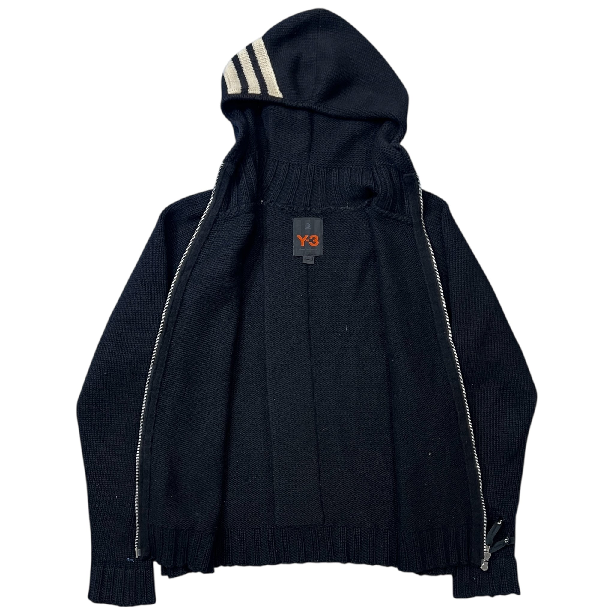 Y-3 YOHJI YAMAMOTO × ADIDAS 2005AW Back Logo Merino Wool Knit Zip-Up Parka