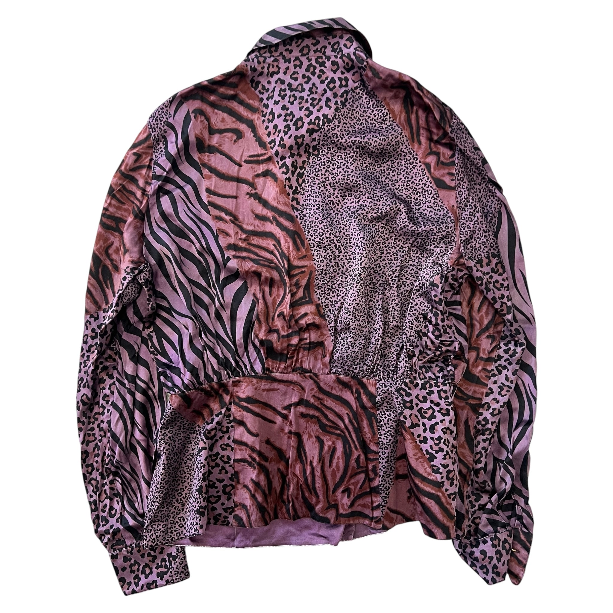 ESCADA ヴィンテージ シルク ブレザーシャツ レオパードパープル / ESCADA Vintage Silk Blazer Shirts Leopard Purple