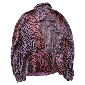 ESCADA ヴィンテージ シルク ブレザーシャツ レオパードパープル / ESCADA Vintage Silk Blazer Shirts Leopard Purple