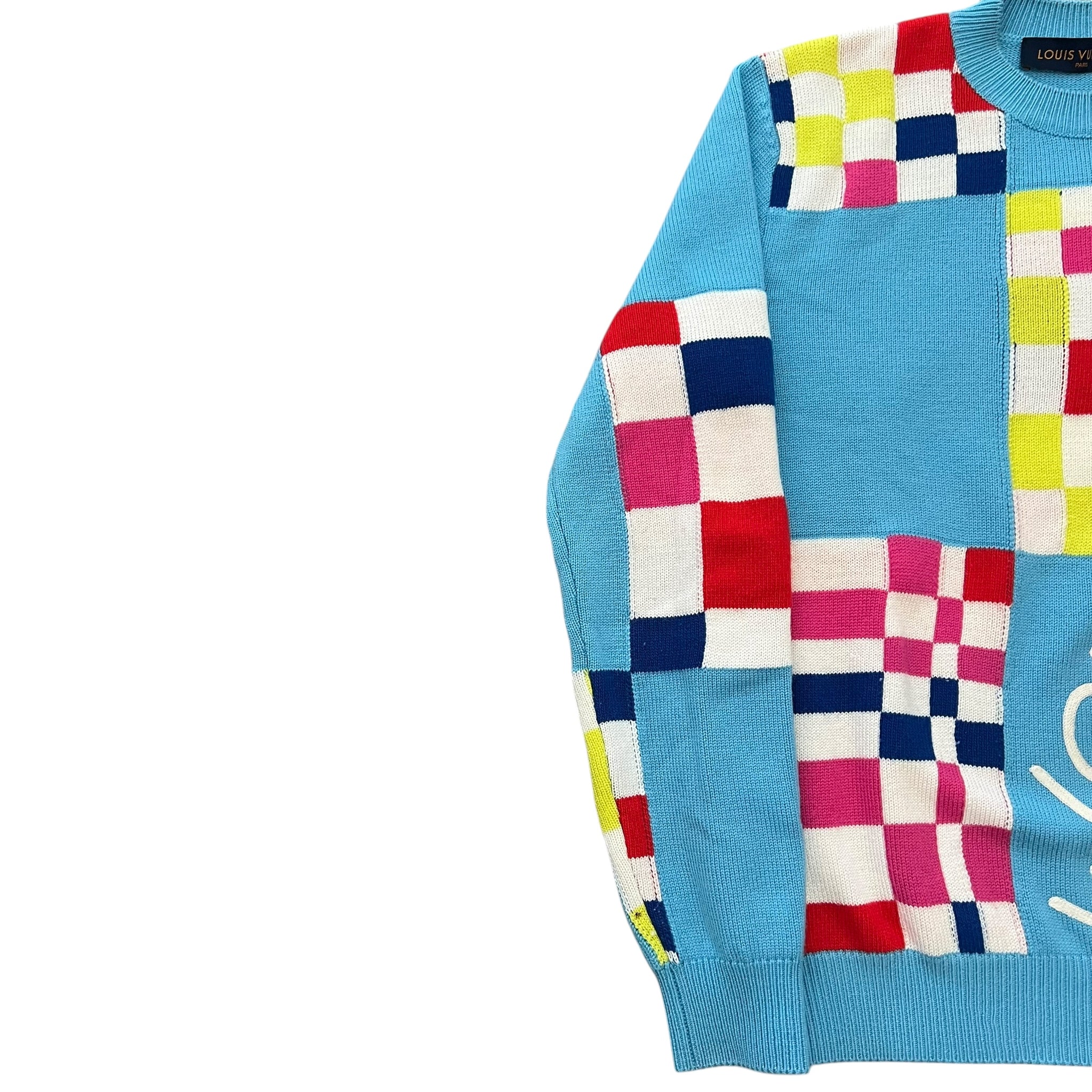 LOUIS VUITTON 2021SS Distorted Giant D'amier Crewneck Wool Knit Sweater