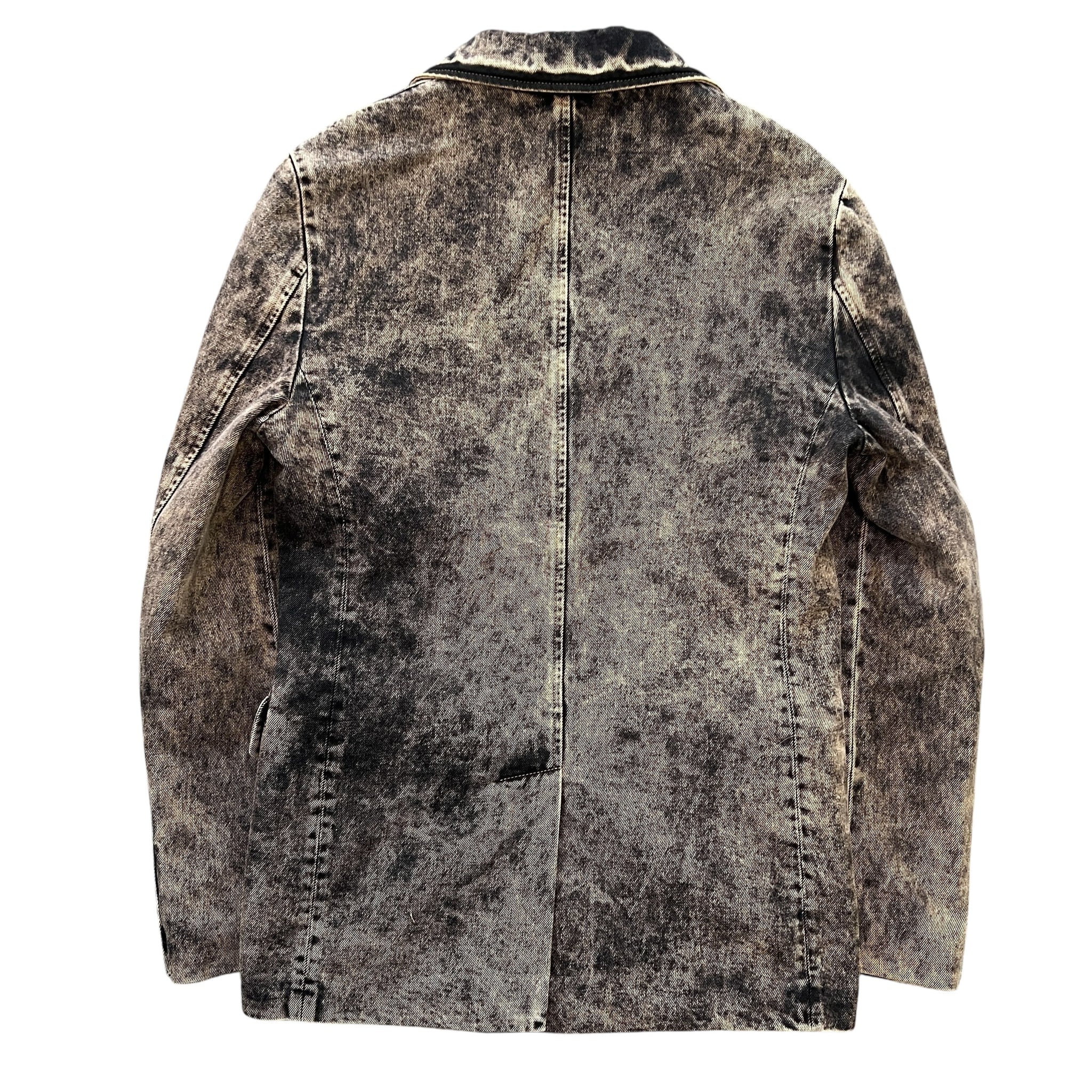 MIU MIU 2023SS Marbleized Garment‑dyed Gabardine Jacket and Stainless Steel Marbleized Back Logo Denim Pants