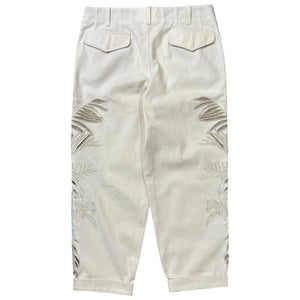 ETRO Floral Cutwork Embroidered Cotton Pants Ivory