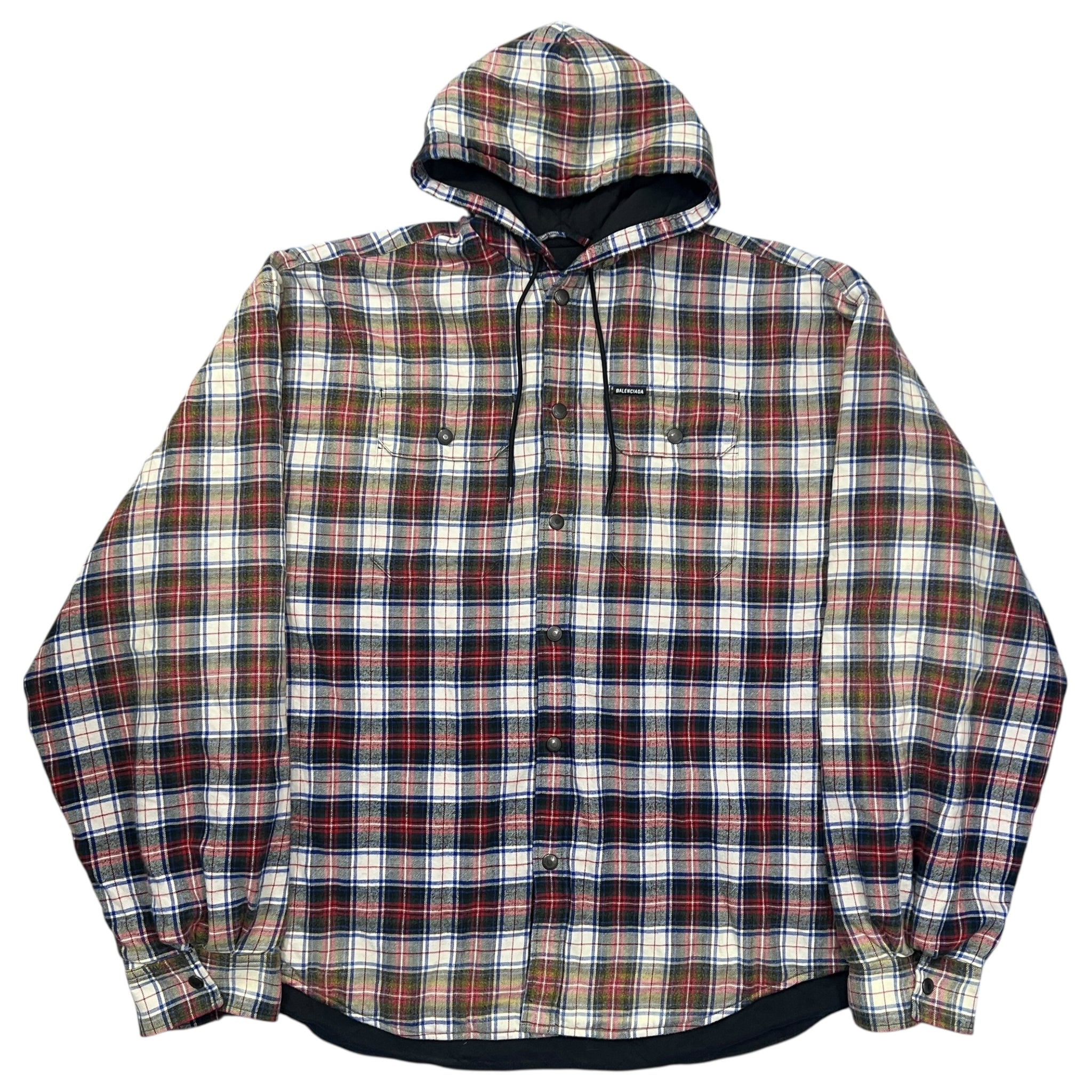 ジャケット・アウター BALENCIAGA 23SS HOODED CHECK SHIRT BALENCIAGA 2023SS Oversized Padded Check Flannel Hooded Shirt
