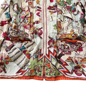 HERMES 90s × MARGIELA Vintage “Christophe Colomb Découvre L'Amérique” Reversible Silk Jacket