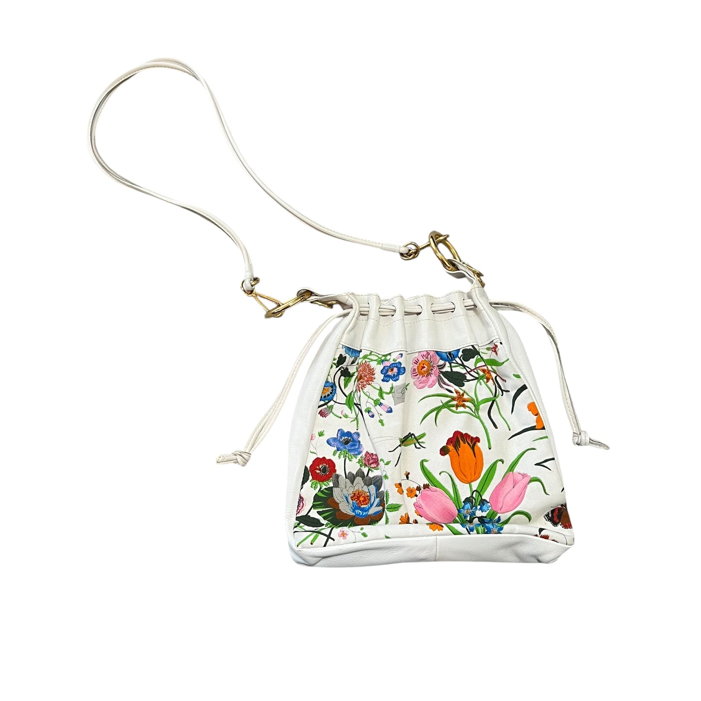 Old GUCCI Flower Pattern Leather Shoulder Bag