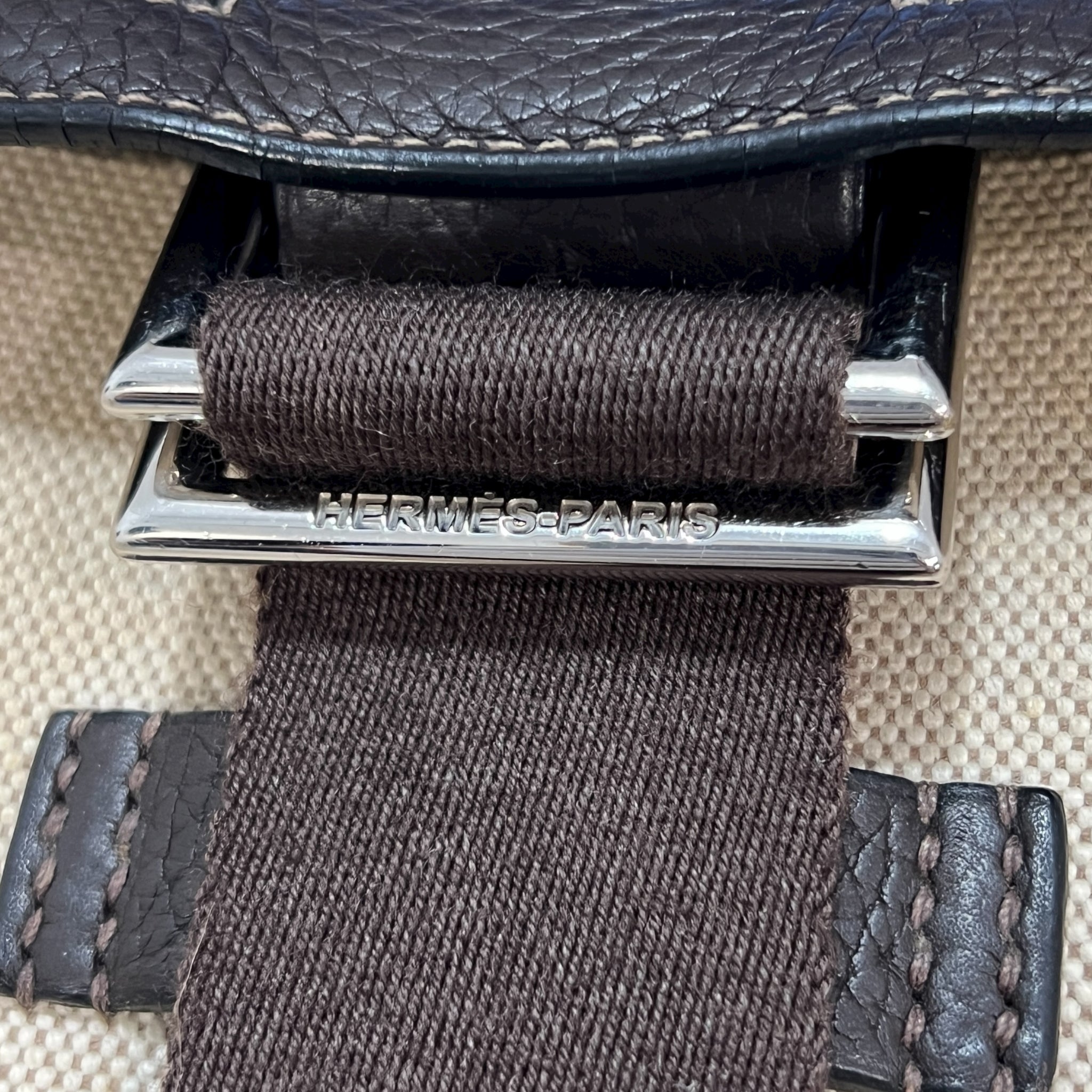 HERMÈS Tibet Vertical Shoulder Bag Toile H Beige × Brown