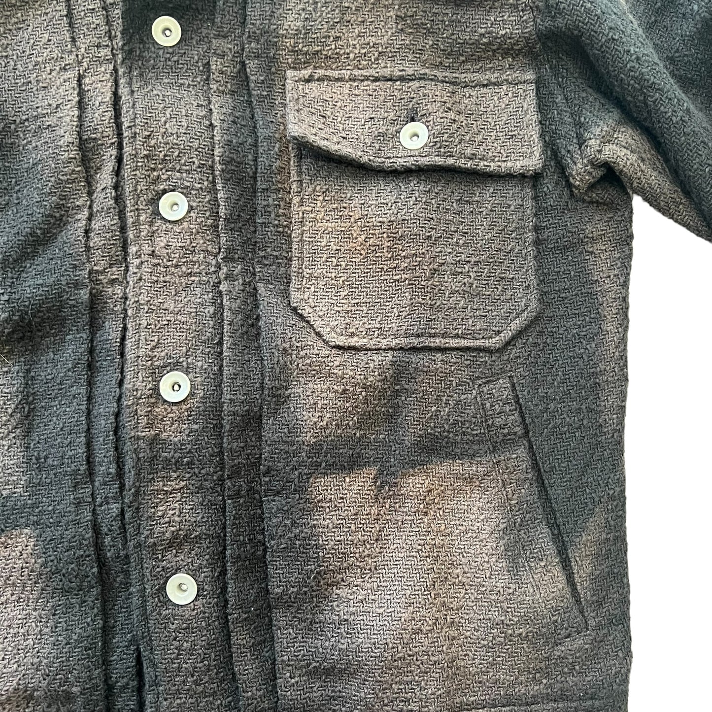 JINYONGKIM SUN BLEACHED TWEED  TRUCKER JACKET