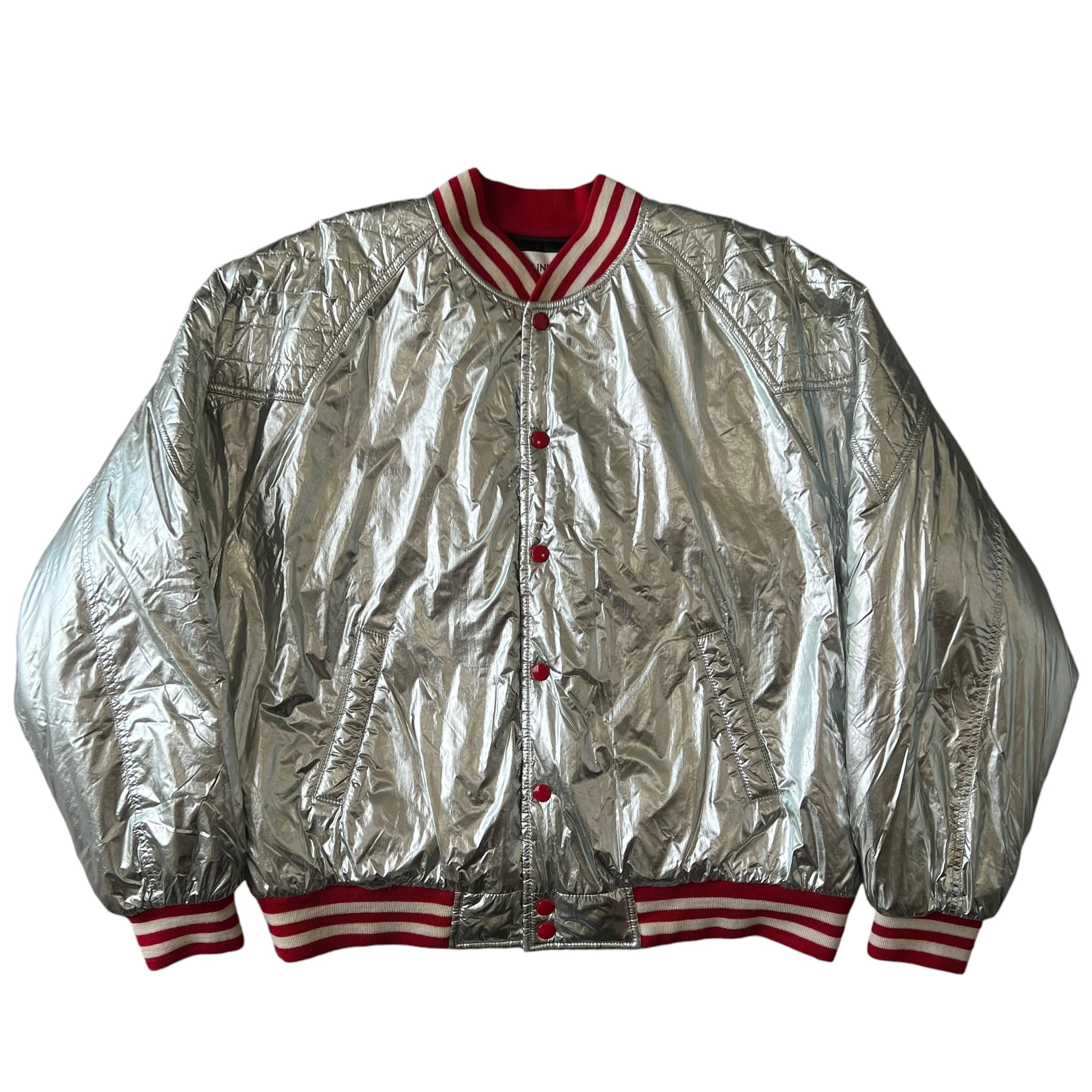 CELINE 2022AW × HEDI SLIMANE QUILTED YOKE SILVER TEDDY JACKET