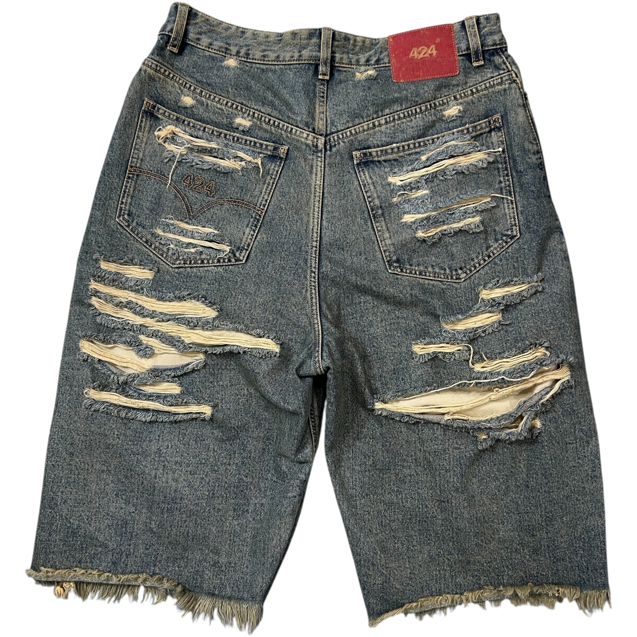 424 “Big Daddy” Destroyed Denim Shorts
