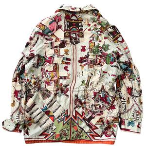 HERMES 90s × MARGIELA Vintage “Christophe Colomb Découvre L'Amérique” Reversible Silk Jacket