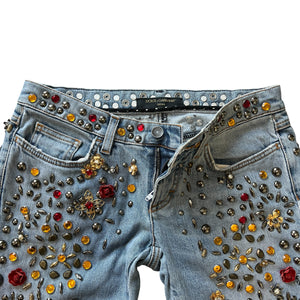 DOLCE&GABBANA 2015SS Embellished Denim Pants