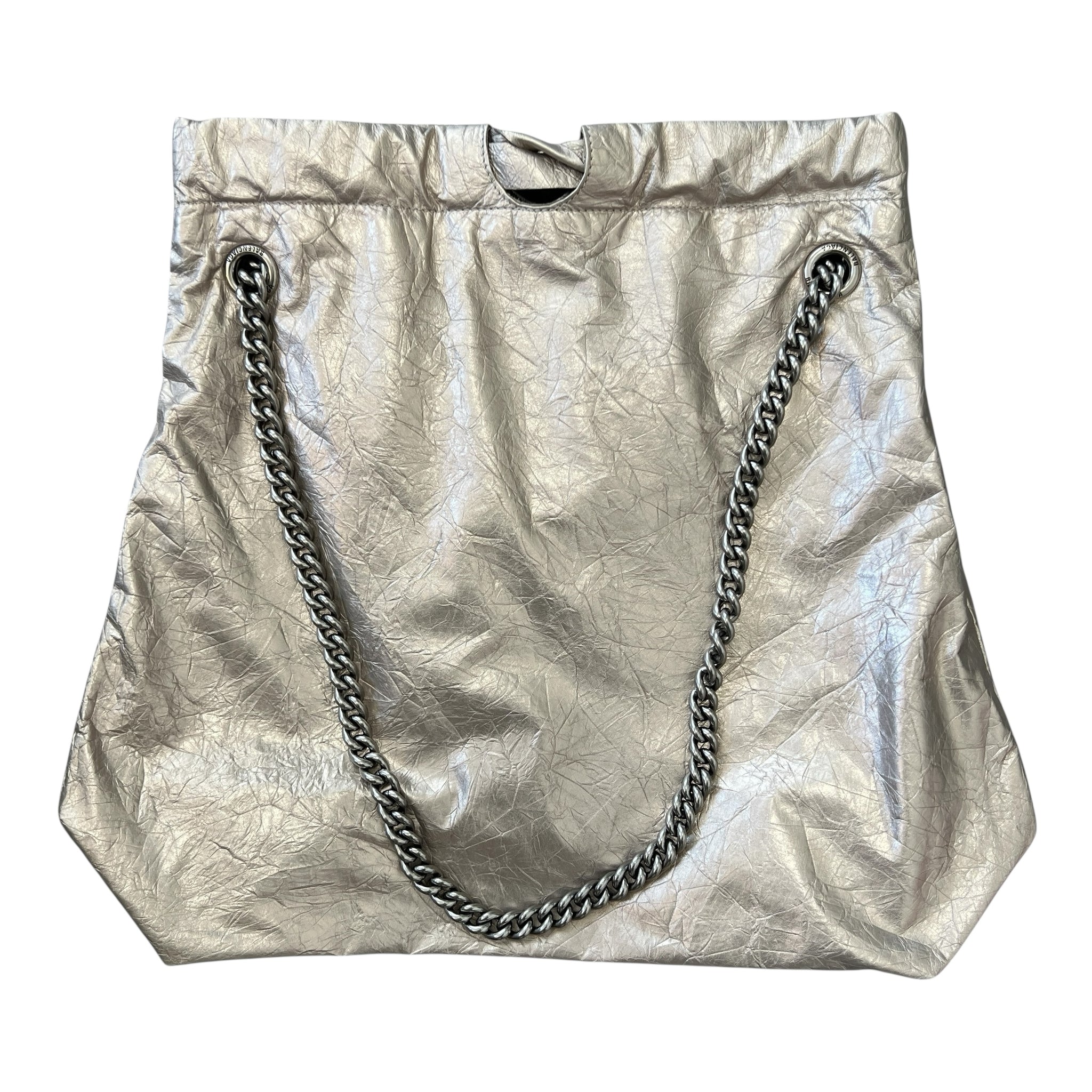 BALENCIAGA クラッシュ スモール チェーンショルダーバッグ メタリックシルバー