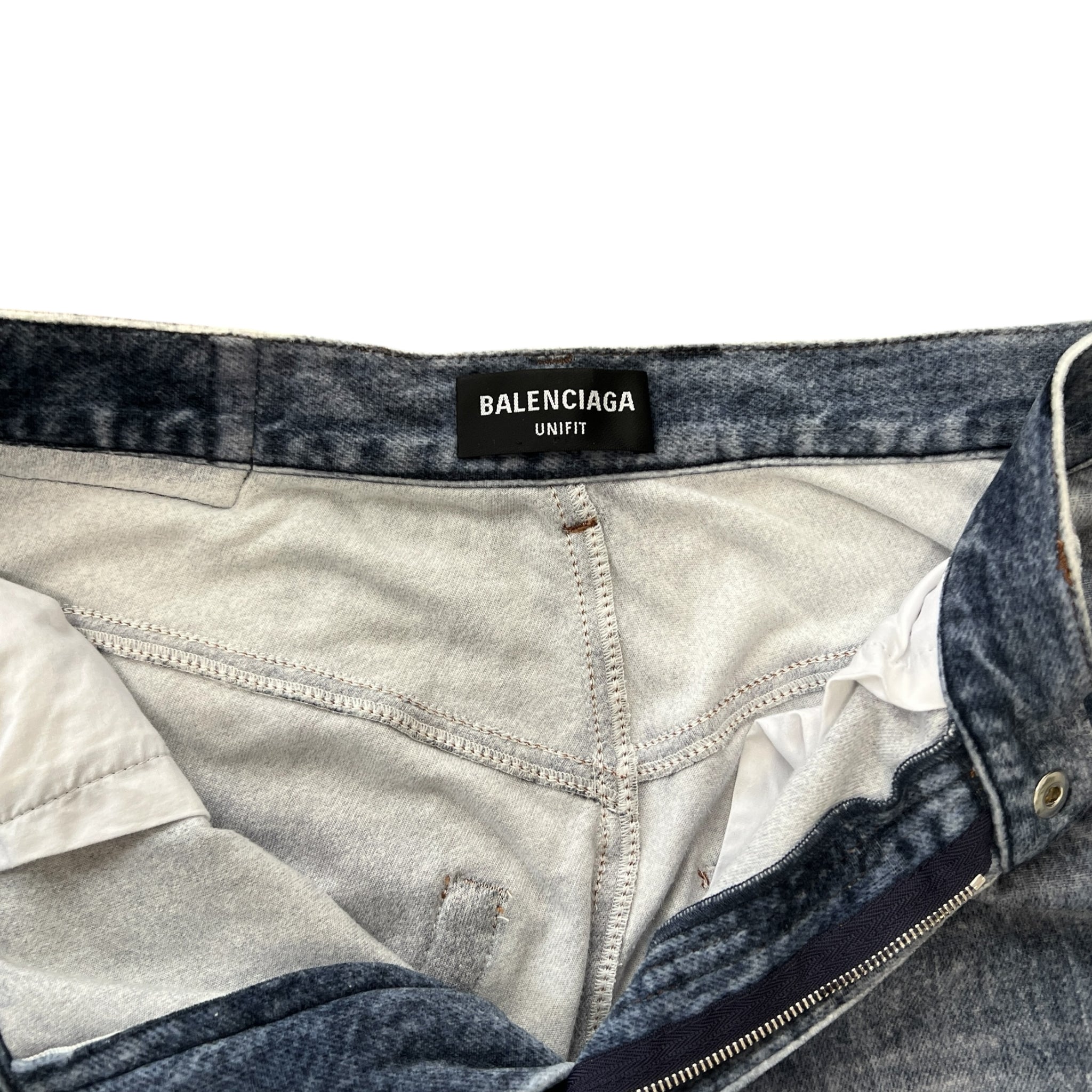 BALENCIAGA 2021 Winter Trompe-l'oeil Velours Damage Denim Pants