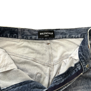 BALENCIAGA 2021 Winter Trompe-l'oeil Velours Damage Denim Pants