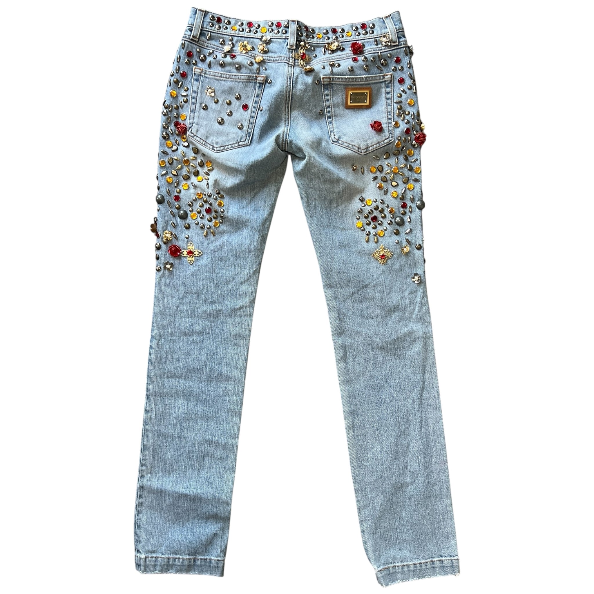 DOLCE&GABBANA 2015SS Embellished Denim Pants