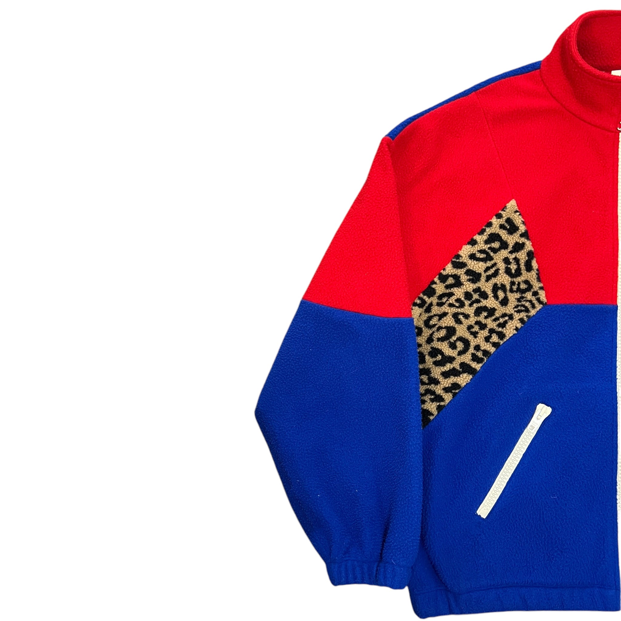 CELINE 2021SS HEDI SLIMAME THE DANCING KID Color Block Leopard Fleece Jacket