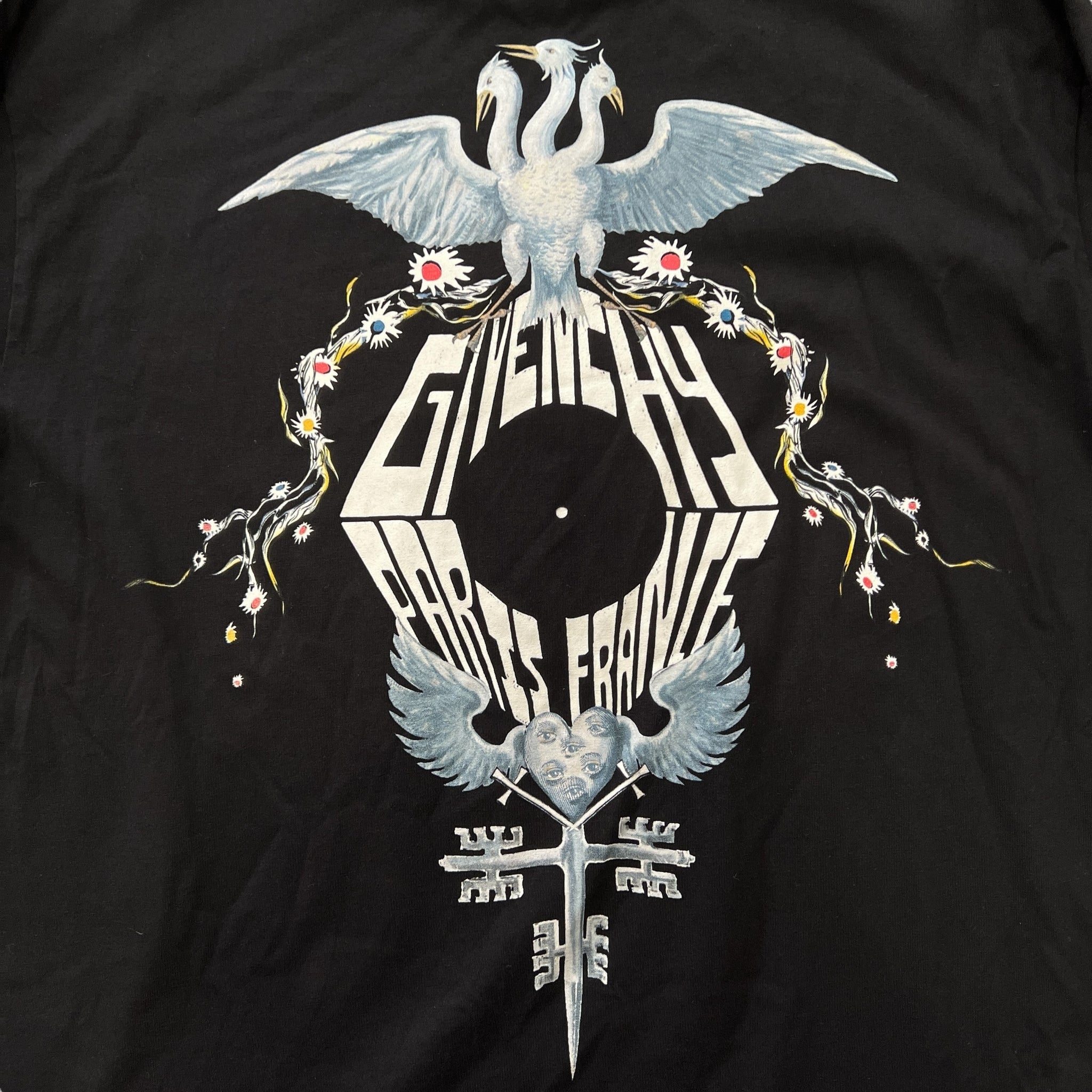 Givenchy Graphic Swan Black Long Sleeve Top