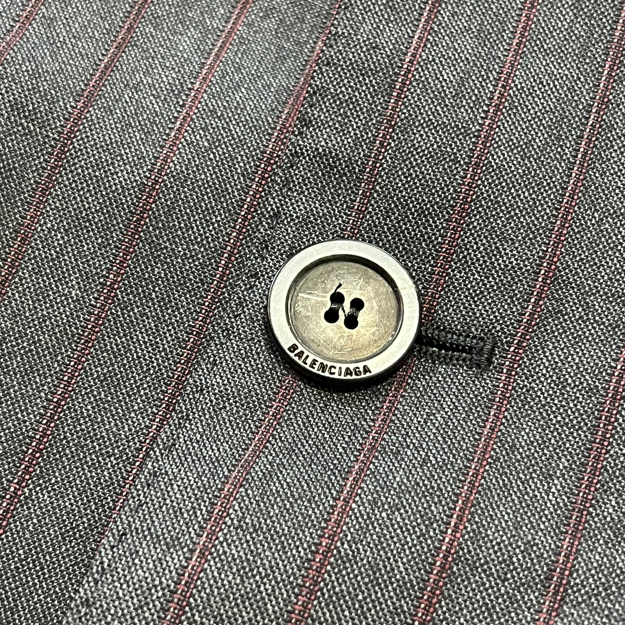 BALENCIAGA 2023 Winter Look9 Pinstripe Tailoring Wool Deconstructed Double Jacket 1360 X