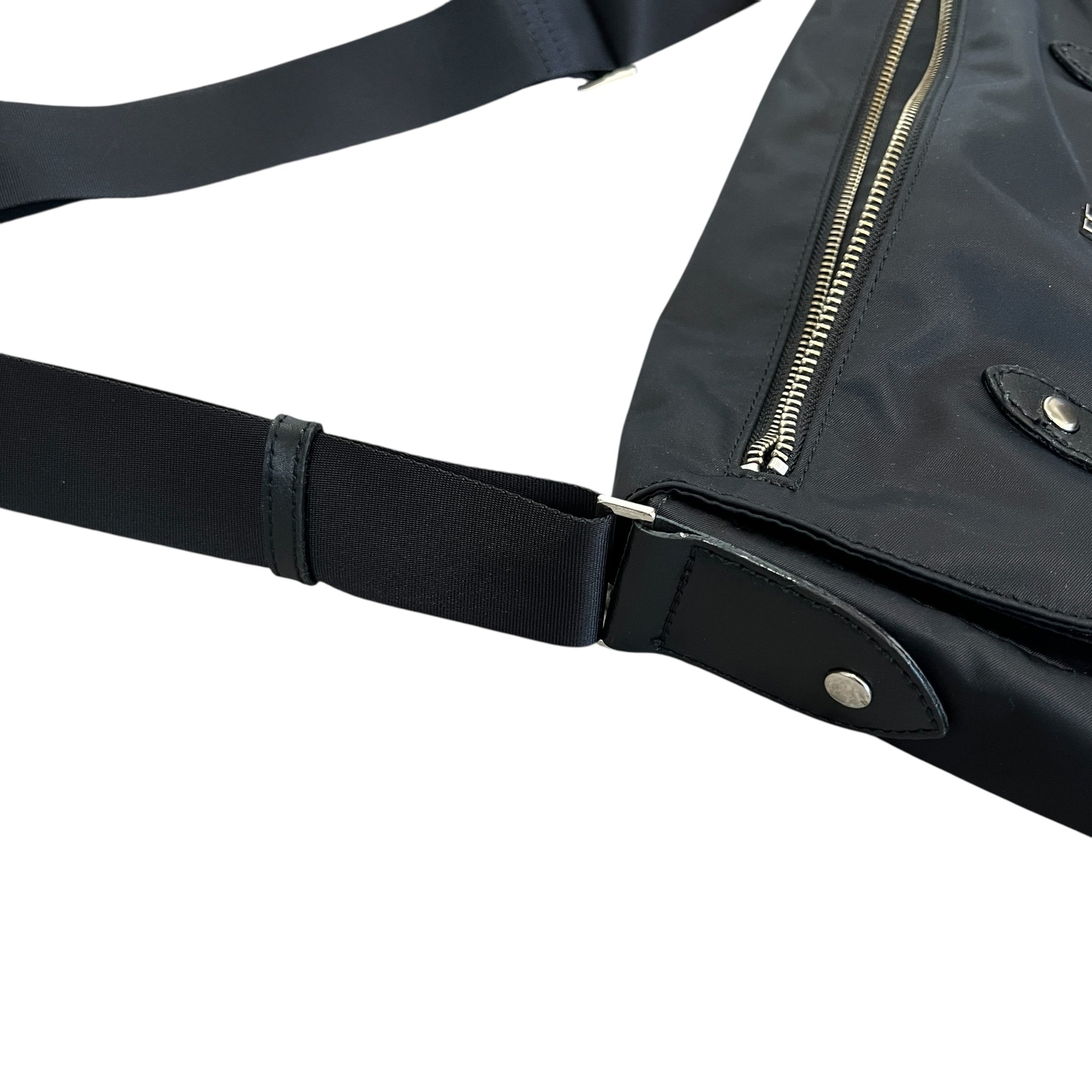 COURREGES Vintage Logo Plate Nylon Crossbody Bag