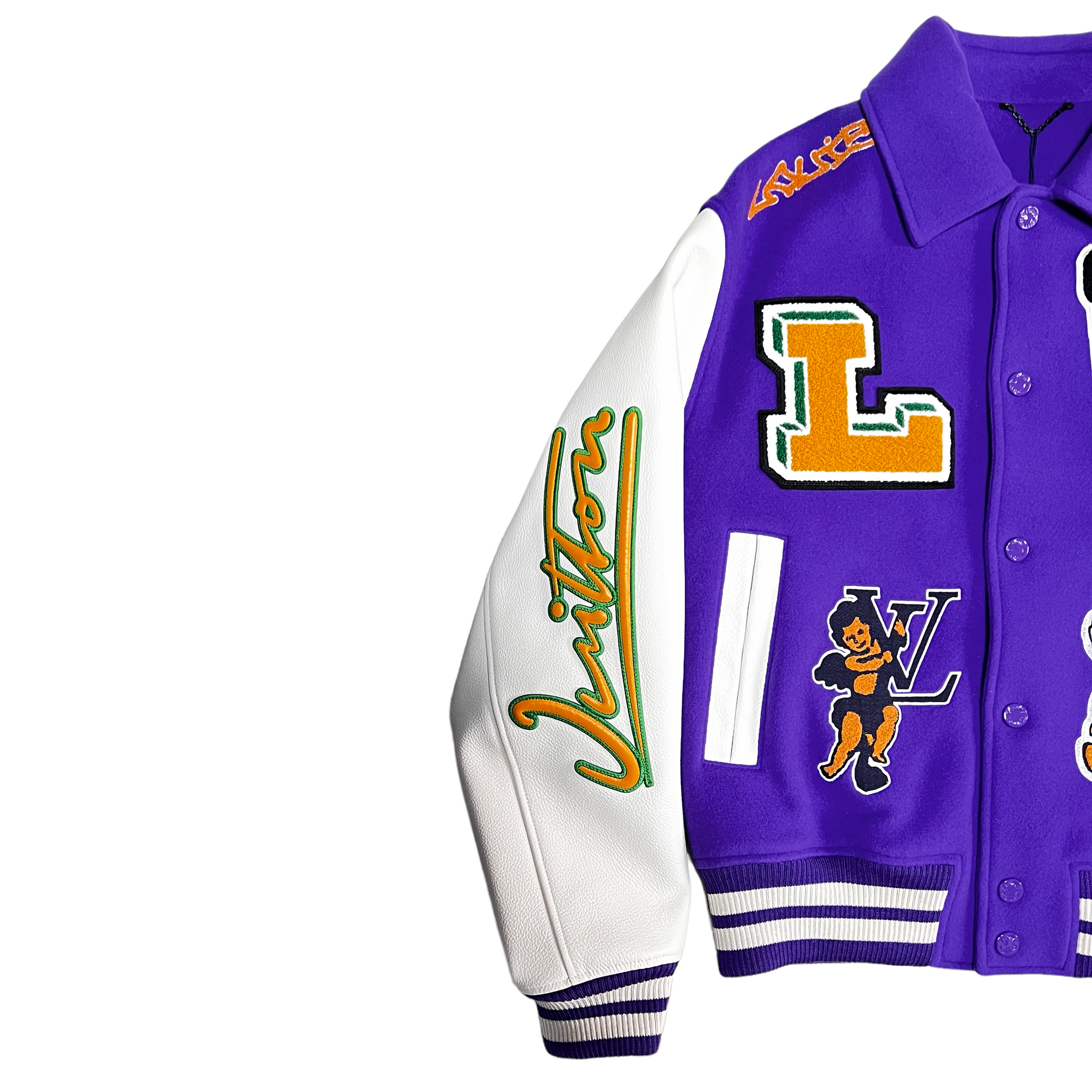 LOUIS VUITTON 2022AW MULTI PATCH MIX LEATHER VARSITY JACKET WITH KEYCHAIN