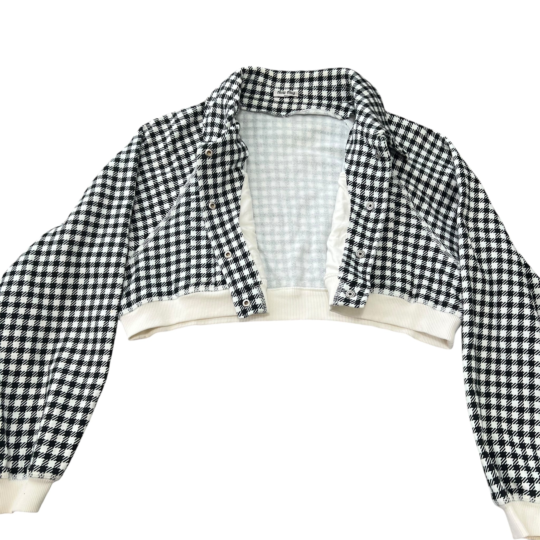 MIU MIU Check Sweat Short Jacket and Short Pants Set Up