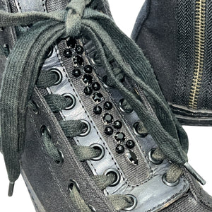 Y’s Yohji Yamamoto Black Canvas High-Tops with Zip & Bijou Sneaker