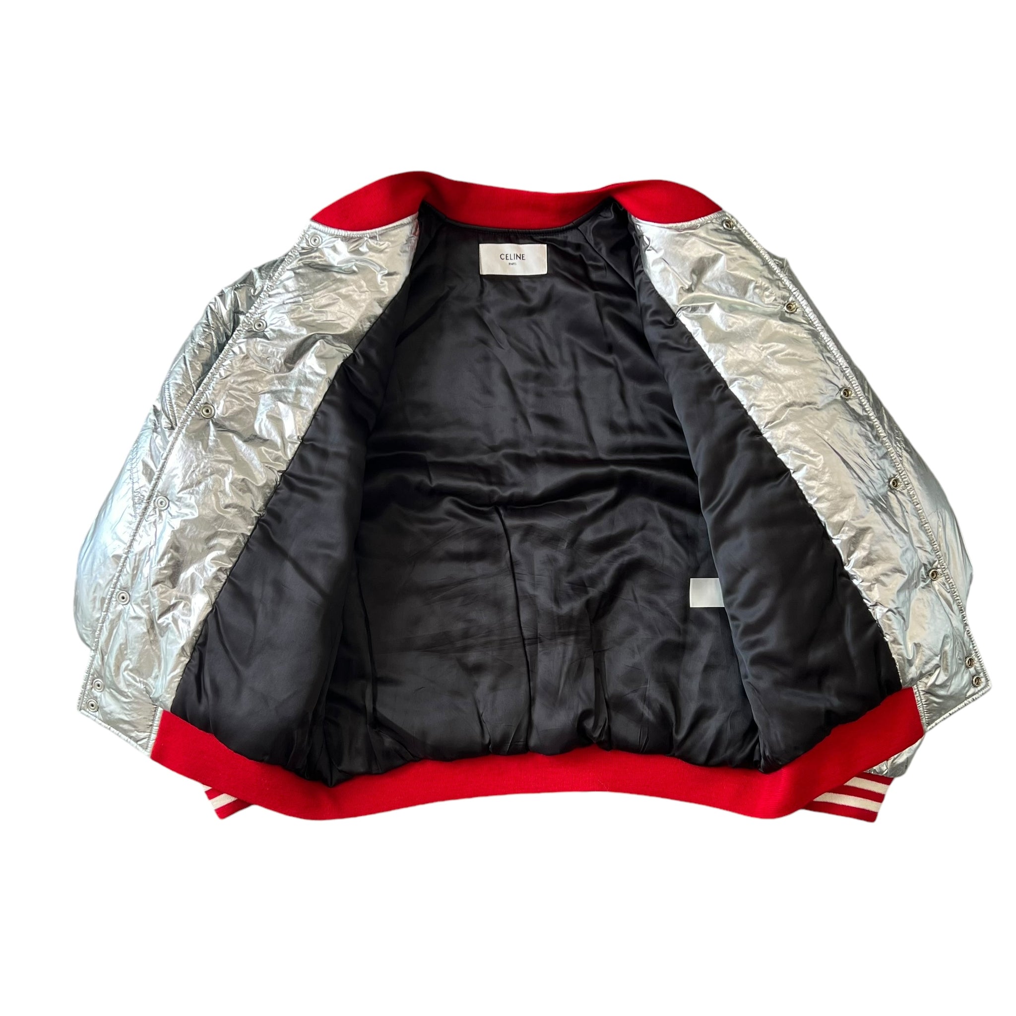 CELINE 2022AW × HEDI SLIMANE QUILTED YOKE SILVER TEDDY JACKET