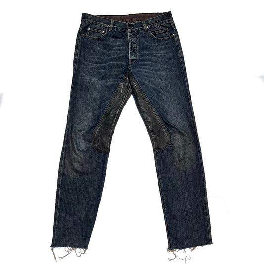 RICK OWENS DRKSHDW 2009AW LEATHER INSERT DENIM JEANS