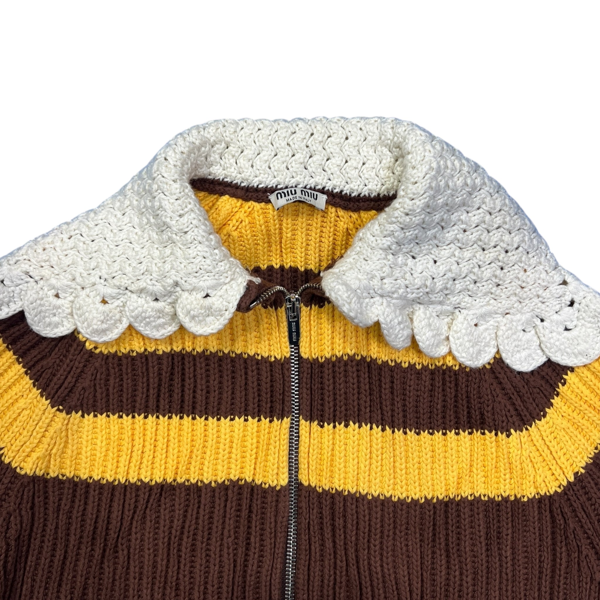 MIU MIU 2020AW Miuccia Prada Striped Mock Neck Cardigan