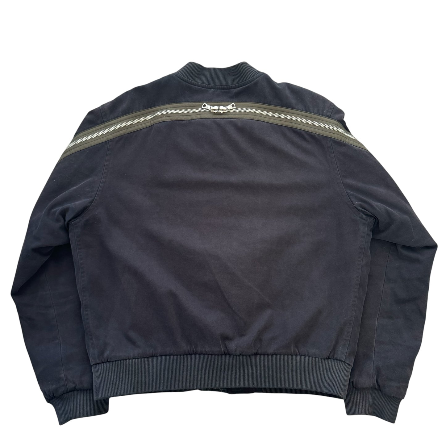 DRIES VAN NOTEN 2014AW MOLESKIN COTTON BACK ZIP BOMBER JACKET