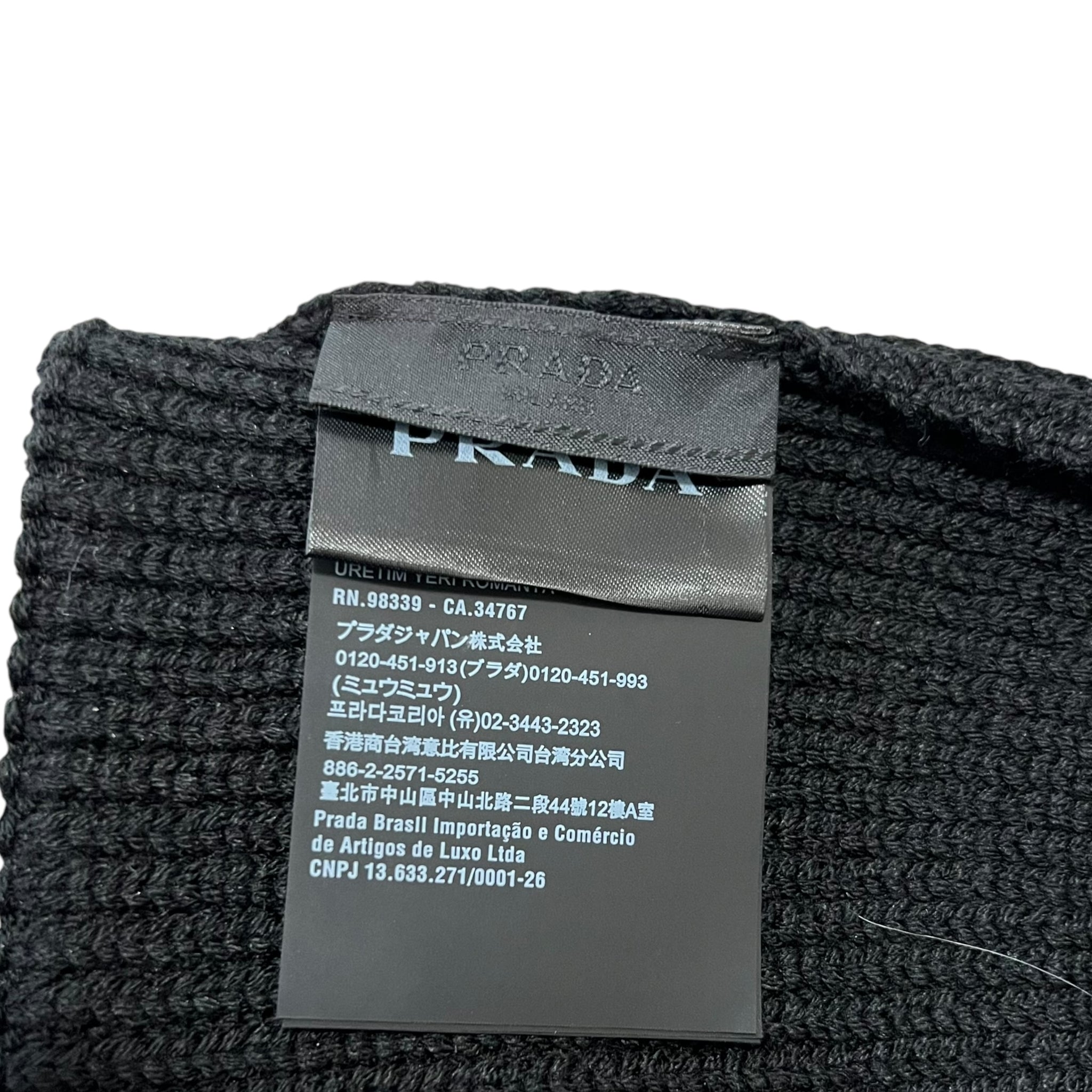Prada Triangle Plate Logo Knit Cap
