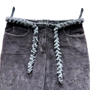 CHANEL COCO MARK VELOR TWEED BELT PANTS