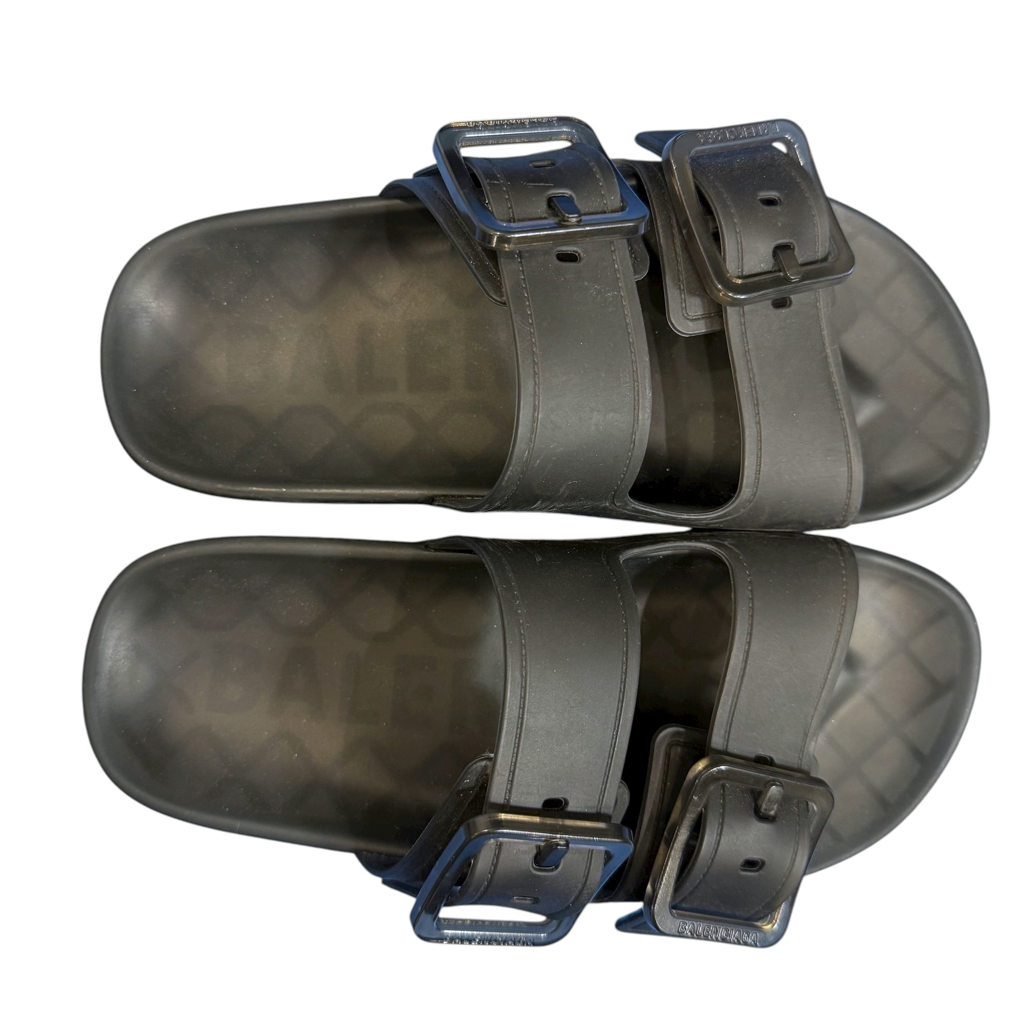 BALENCIAGA Two-Strap Leather Sandals black