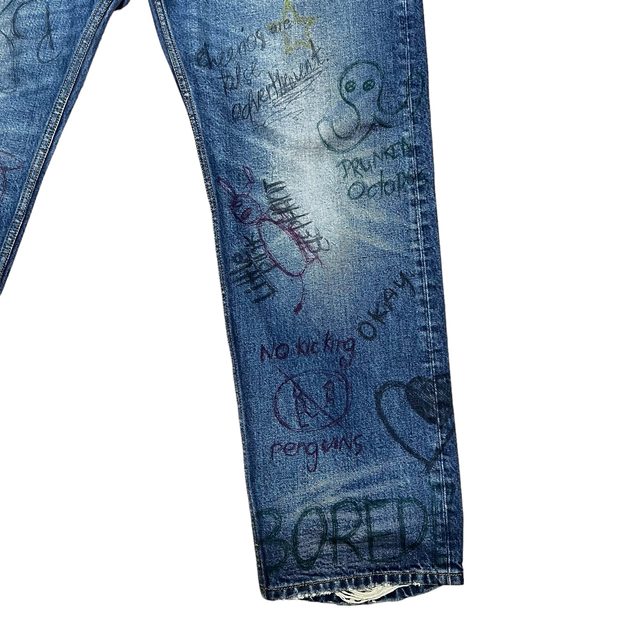 BALENCIAGA 2022AW DISTRESSED HEM GRAFFITI JEANS