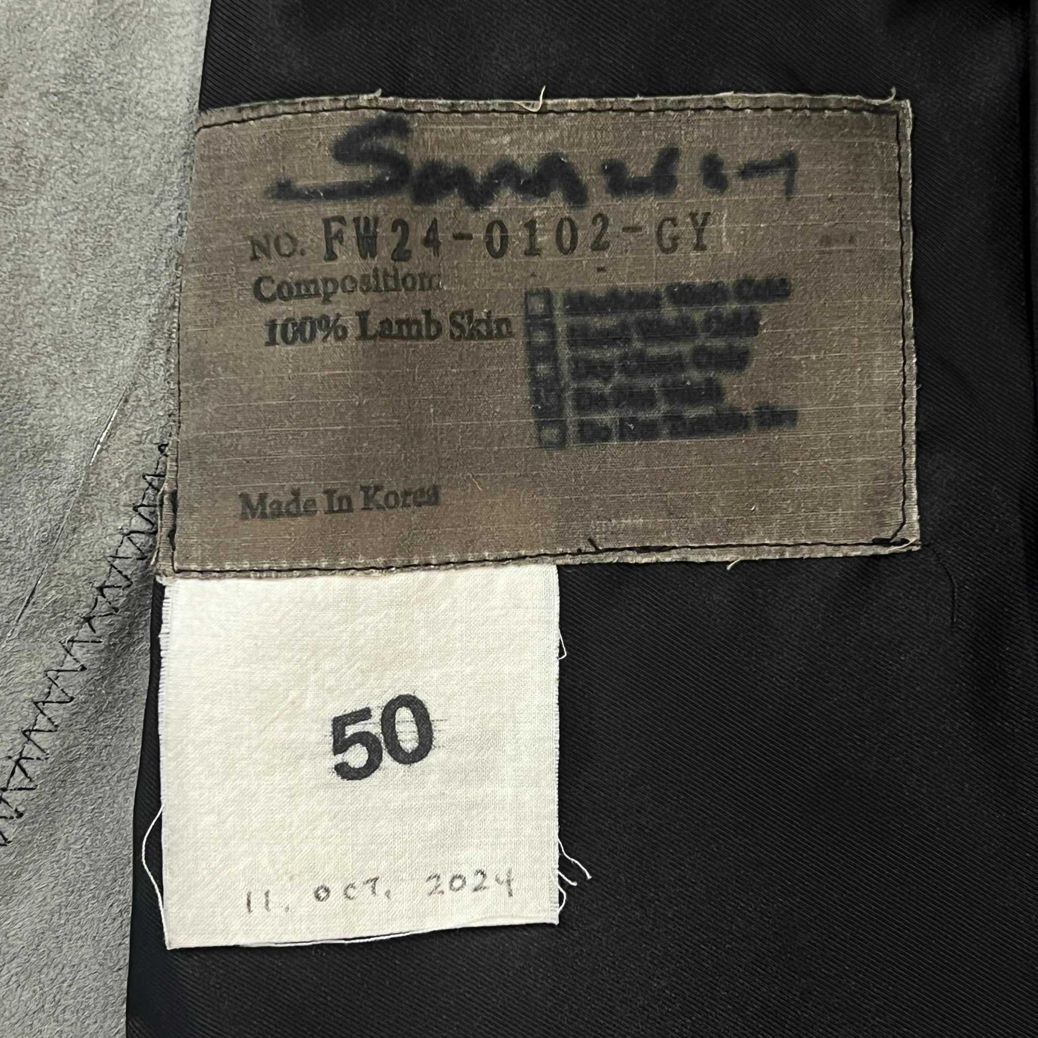 San 2024FW Lambskin Zip-Up Leather Jacket