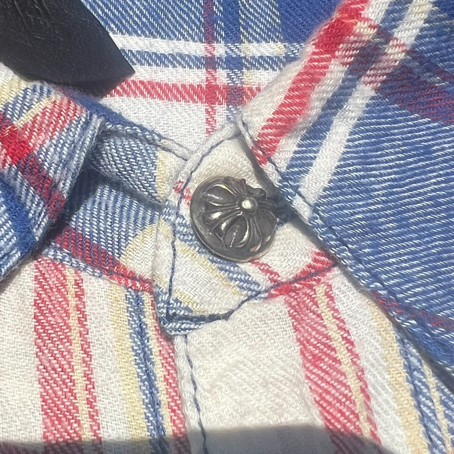 CHROME HEARTS STAR PATCH FLANNEL SHIRTS WITH SILVER BUTTON