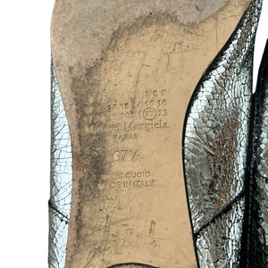 Maison Margiela Tabi Flat Crackled Metallic Leather Shoes
