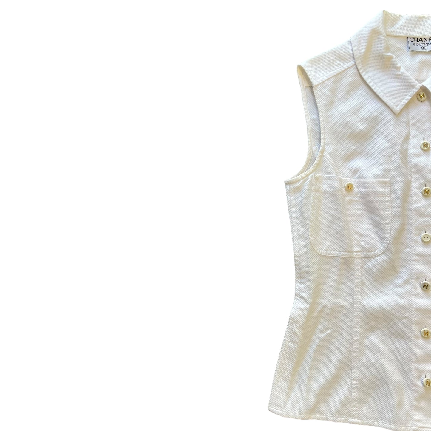 CHANEL tanktop Coco Logo Button Down Shirt