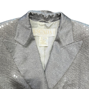 ESCADA By Margaretha Ley Sequined Glitter Silver Double Blazer