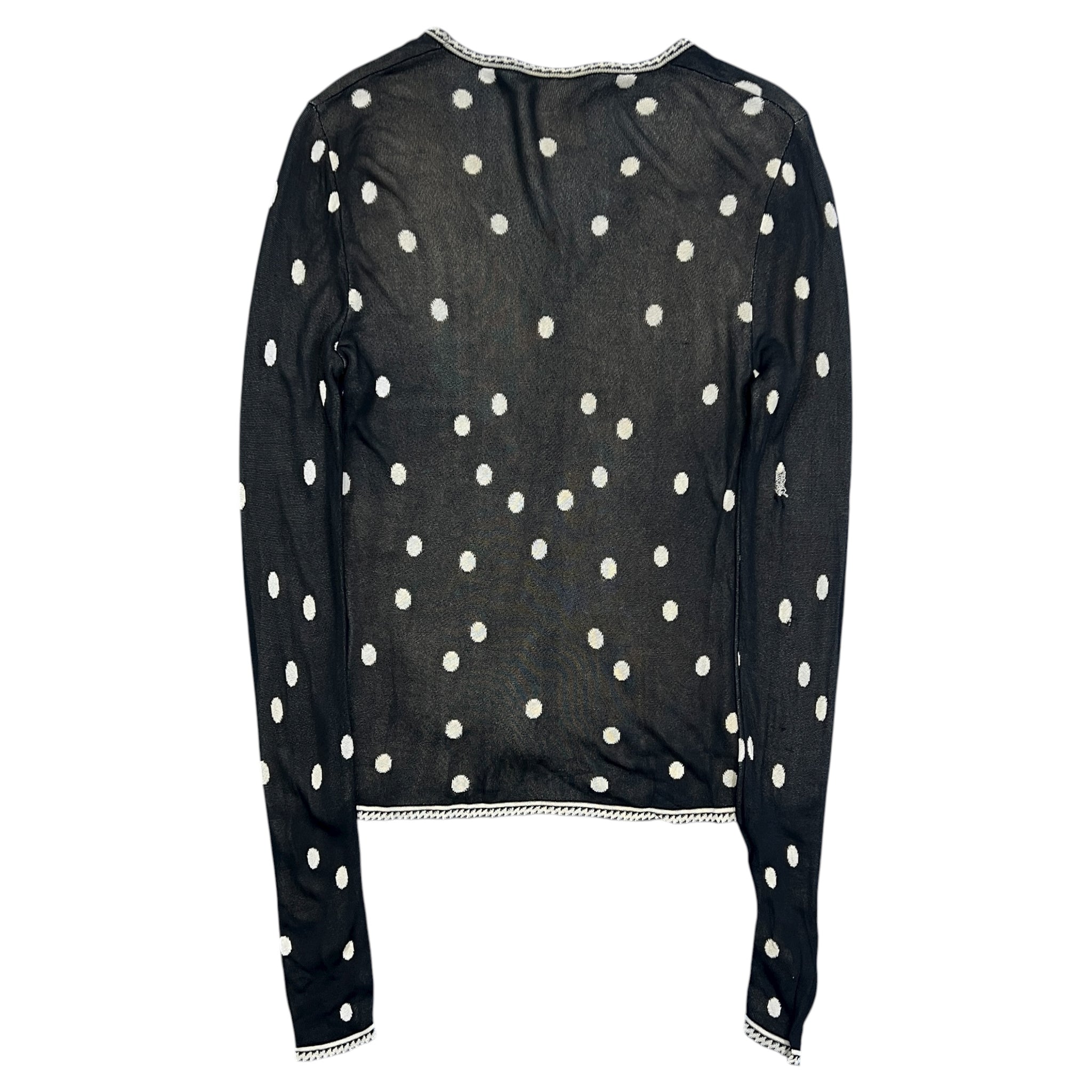 CHANEL Camellia Dot Viscose Knit Cardigan